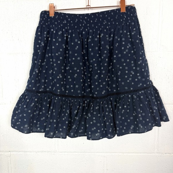 Madewell Smocked Ruffle Mini Skirt Bandana Floral Lined Cottage BoHo Dainty SZ S - Picture 4 of 11